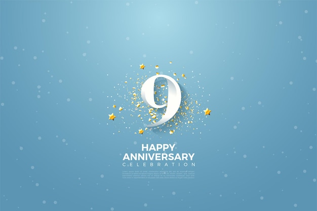 9th anniversary with number