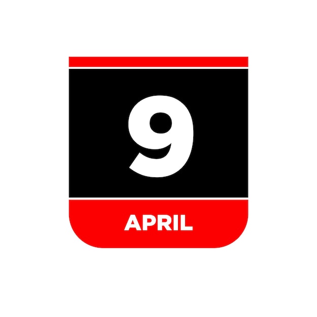Icona vettore 9 aprile calendario 9 aprile