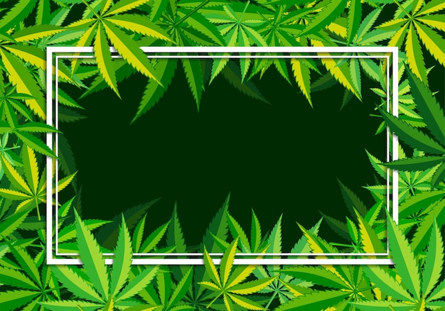 Ãƒâ ã‚â¡annabis of marihuanablad frame. hennep voor reclame voor medische diensten, verpakkingen of drukwerk. platte stijlicoon. vector illustratie