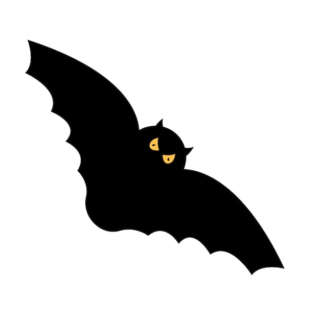 벡터 노란색 눈과 검은 눈을 가진 박쥐가 그림에 표시됩니다.