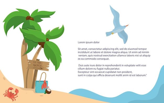 Концепция в пляжном стиле с пальмой и другими летними предметами. место для вашего текста.