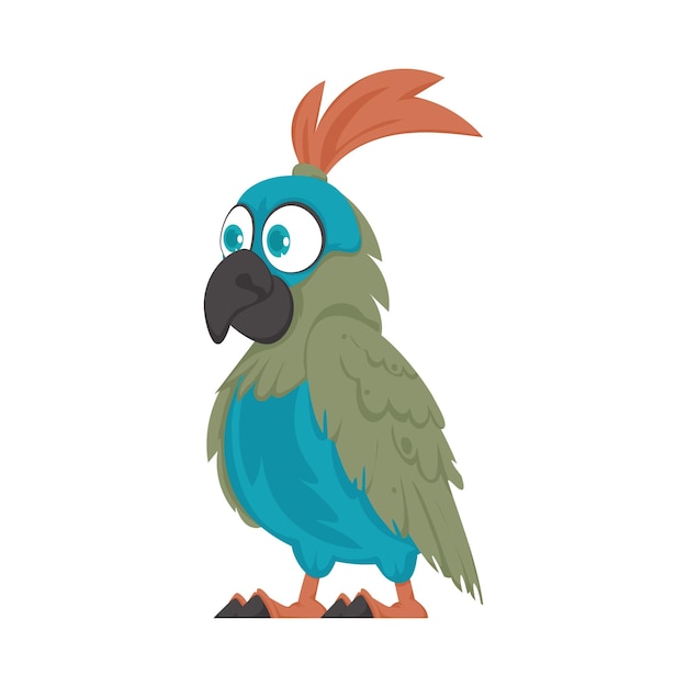 Вектор Красивый попугай с яркими и счастливыми цветами. векторная иллюстрация