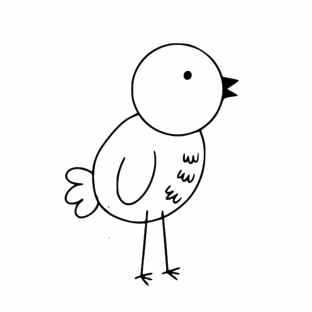 ベクトル 等高線で描かれた鳥。落書きスタイルのベクトルイラスト。子供のための塗り絵。白い背景で隔離の鳥。