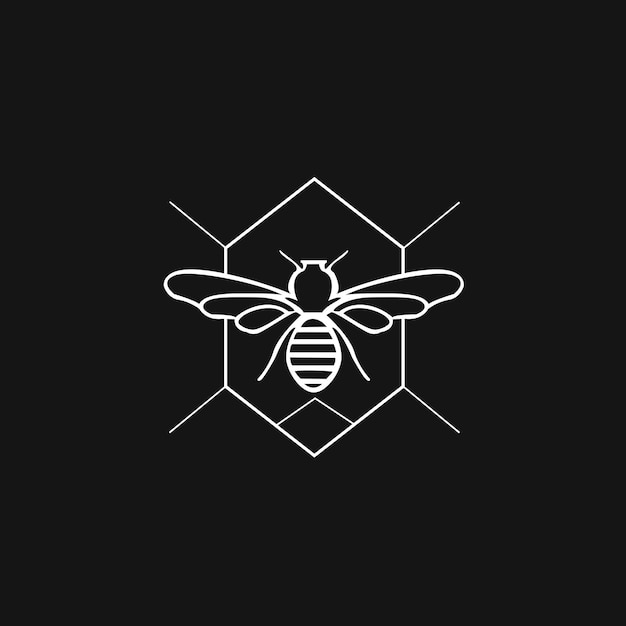 Вектор Черно-белый логотип пчелы с пчелой на нем