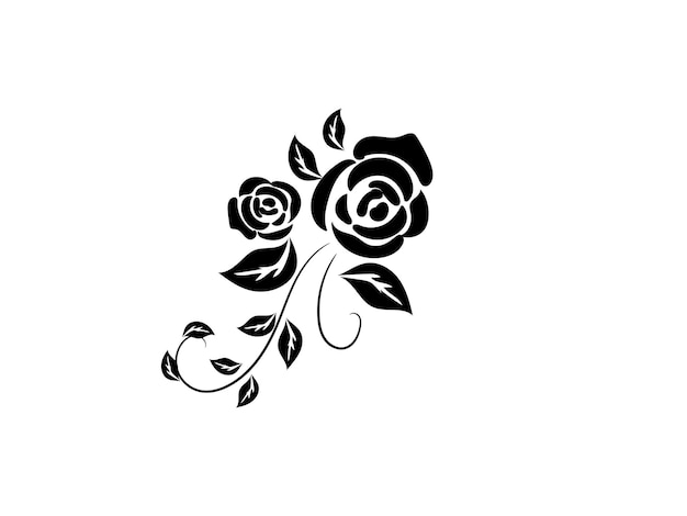 ベクトル 黒と白の花の絵その上にローズという言葉が描かれています