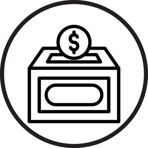 Вектор Черно-белое изображение монеты в круге с долларовым знаком