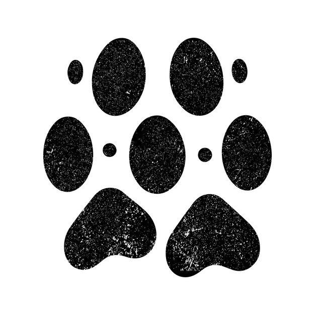 Вектор Черно-белое изображение отпечатка лапы с черными пятнами