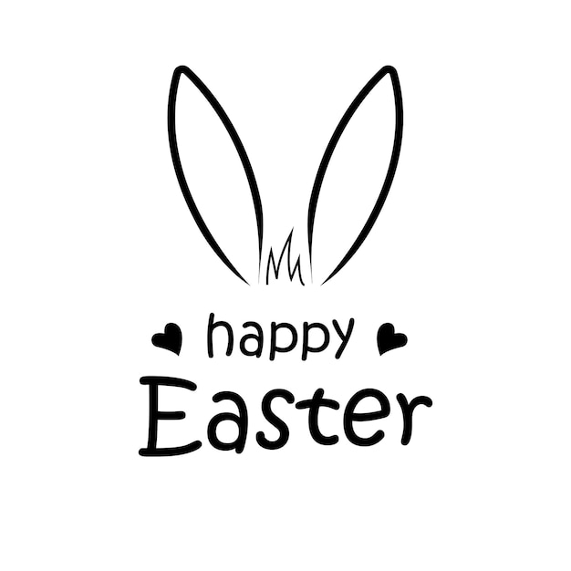 Черно-белое изображение кролика со словами счастливой пасхи.