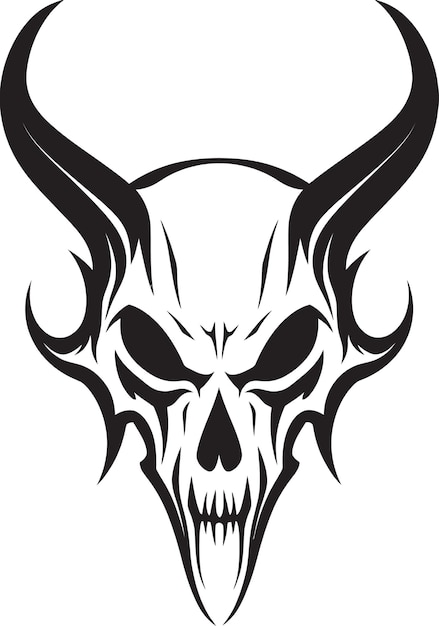 Вектор Черно-белый логотип быка с рогами