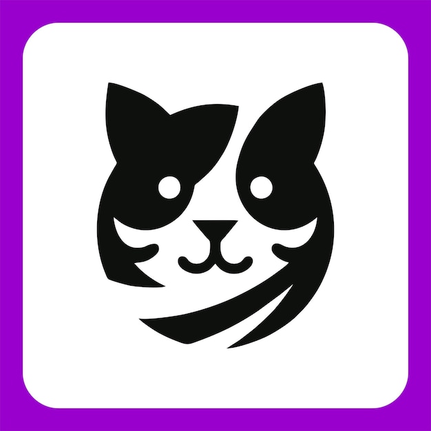 Вектор a black and white logo with a cat on it