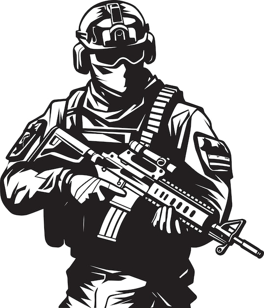Черно-белый снимок солдата с пистолетом в руке