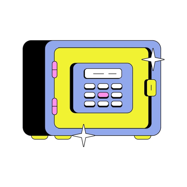 Вектор Черный и желтый сотовый телефон с желтым корпусом, на котором написано число 3