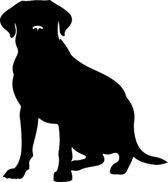 ベクトル 悲しい顔の黒い犬が白い背景の前に立っています