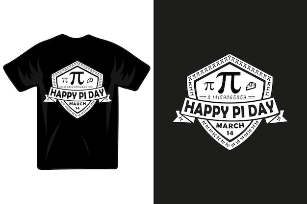 Вектор Черная рубашка с надписью happy pi day