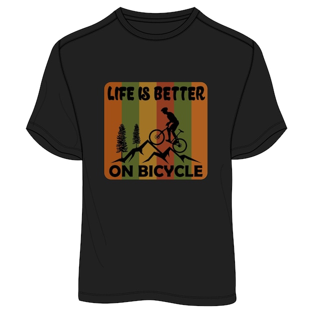 벡터 인생은 자전거에서 더 낫다고 말하는 검은 셔츠.