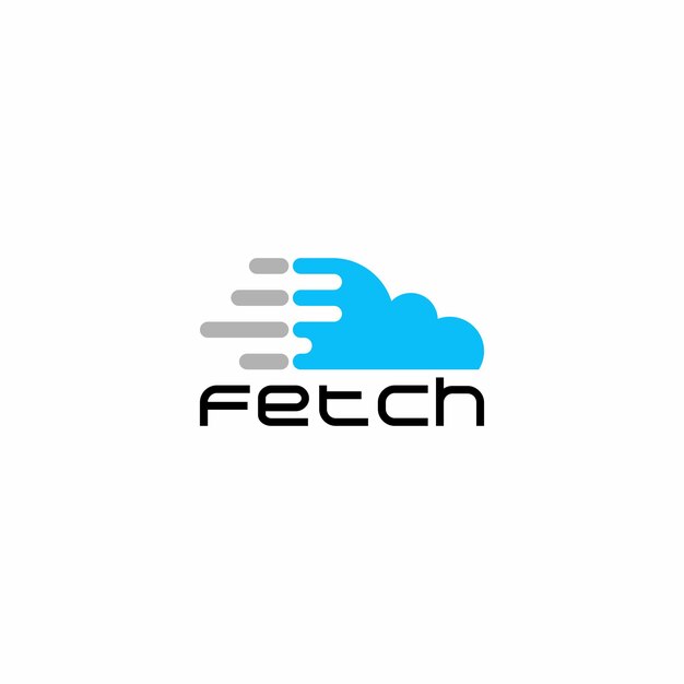 Сине-черный логотип службы поддержки домашних животных под названием fetch.