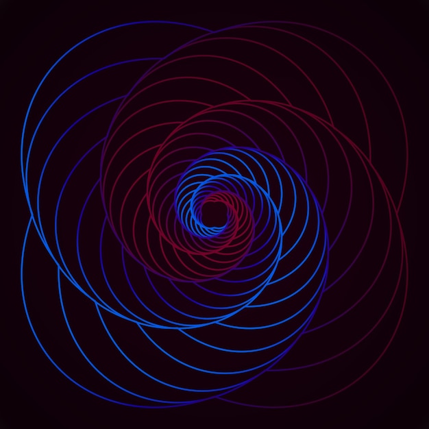 Вектор Сине-красная спираль с красным кругом в центре.