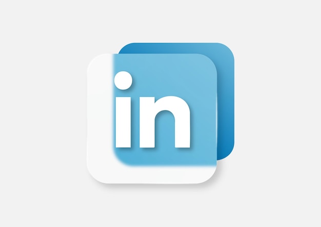 Вектор Сине-белый значок приложения linkedin с заголовком linkedin слева.