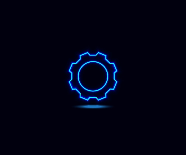 Вектор Синяя шестеренка светится в темноте.