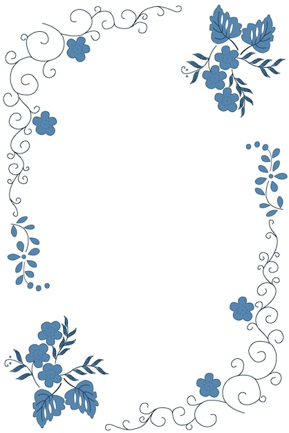 ベクトル 青い花のフレームで花のデザインが描かれています