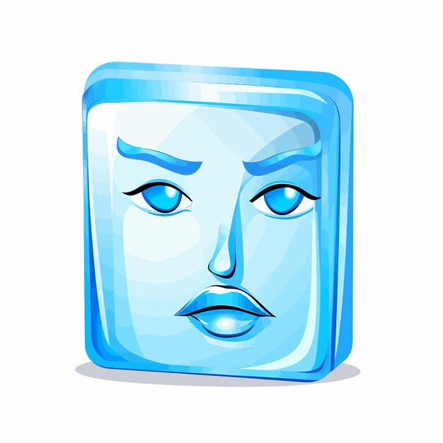 Vector a_blue_ice_cube_with_a_face_and_a_face_on_it