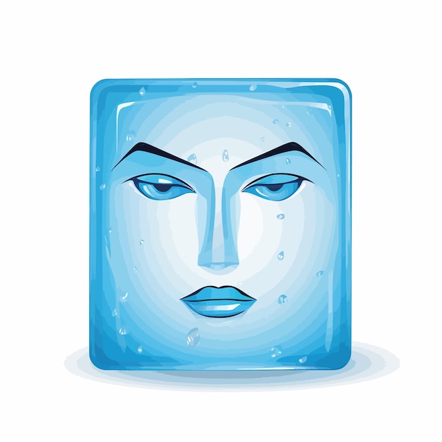 Vector a_blue_ice_cube_with_a_face_and_a_face_on_it