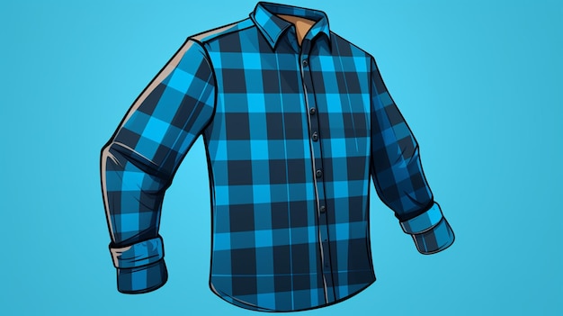 Вектор Голубая клетчатая рубашка с голубой клетчатой рубашкой