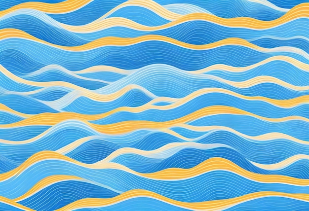 Вектор Голубая волна с желтыми и синевыми волнами