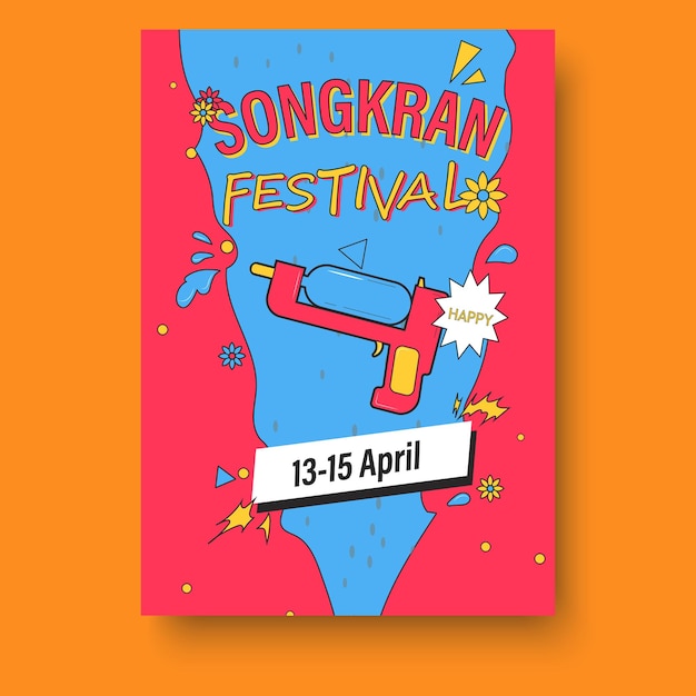 Вектор Обложка книги для фестиваля сонгкран называется 13 15 апреля.