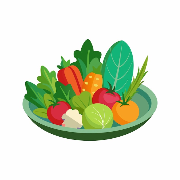 Vector a bowl of fruit and vegetables with a picture of a carrot