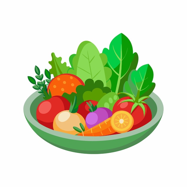 Vector a bowl of fruits and vegetables with a picture of a fruit and vegetable