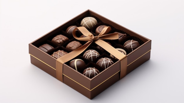 Вектор Коробка шоколада с коричневой лентой сверху