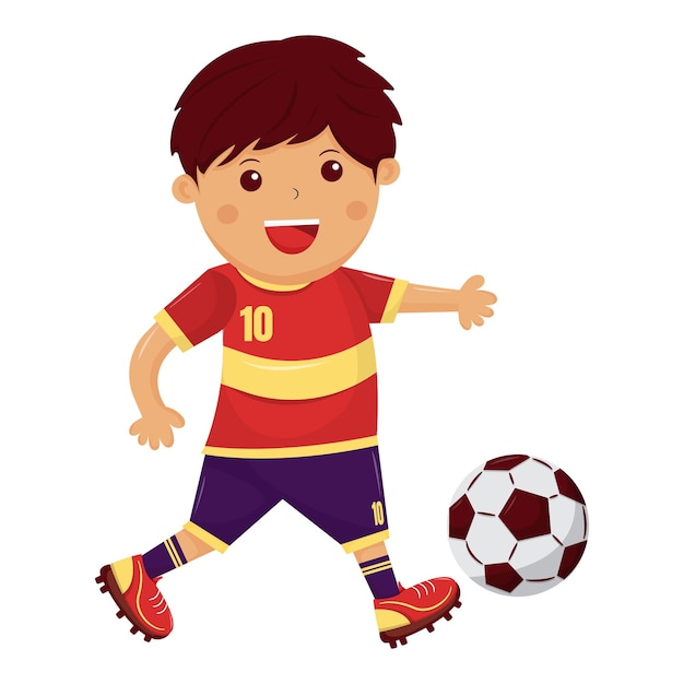 Вектор Иллюстрация мальчика, играющего в футбол