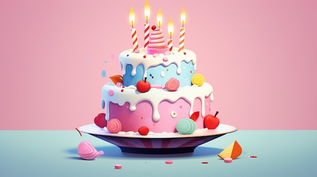 ベクトル ピンクと白のケーキとカップケーキのケーキ