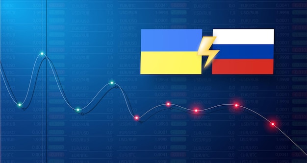 Вектор Свечной график падающих показаний на синем фоне с падающей ценой финансовые потери