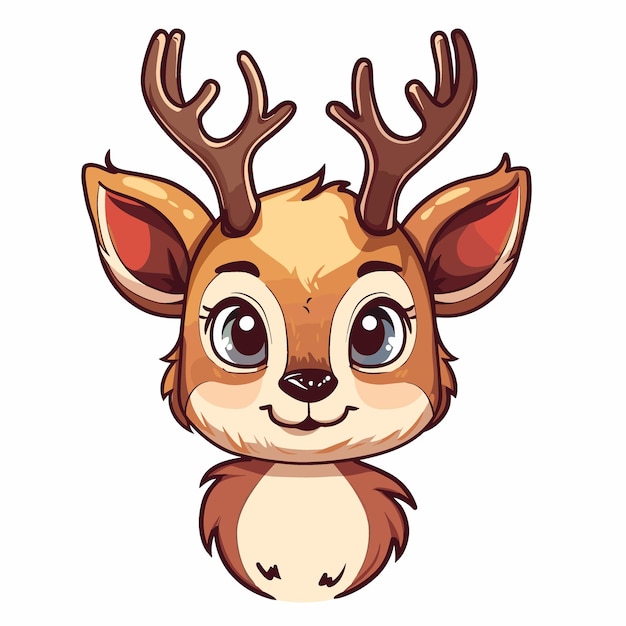 ベクトル 顔に微笑みを浮かべている角を持つアニメの鹿