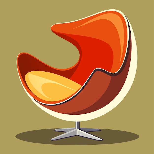 Вектор Мультфильмный рисунок стула с красным и оранжевым цветом