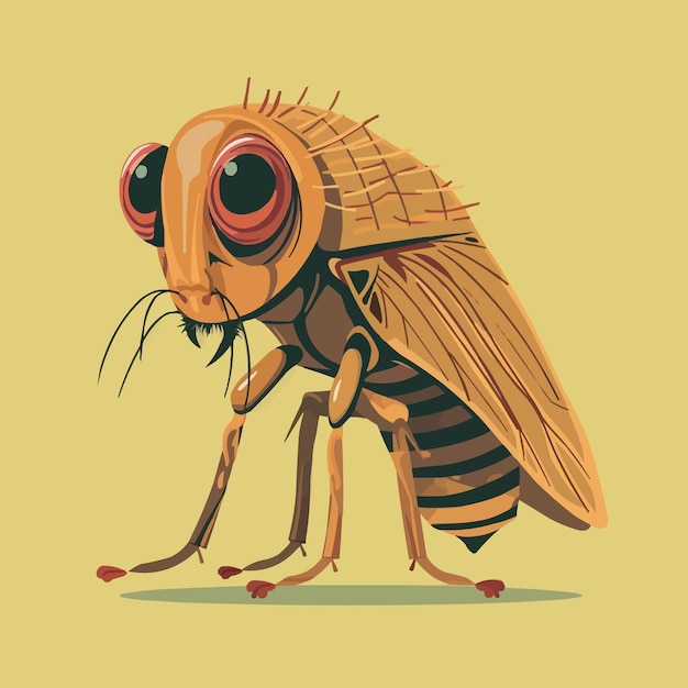 Вектор Мультфильмная муха насекомое с большими глазами и длинными антеннами вектор