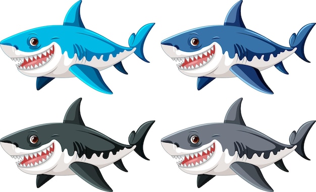 Иллюстрация мультфильма о большой белой акуле с большими зубами
