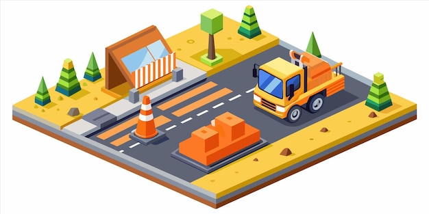 Мультфильм с грузовиком, едущим по улице