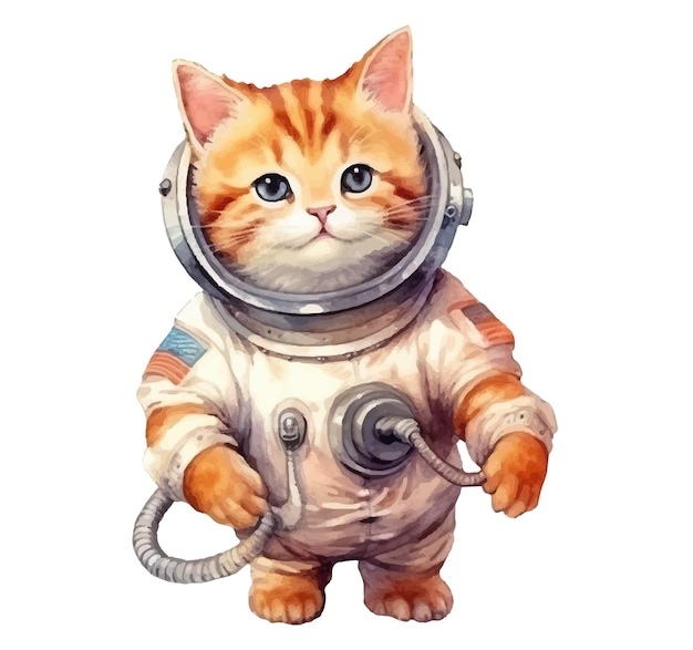 宇宙服を着た猫の宇宙飛行士。