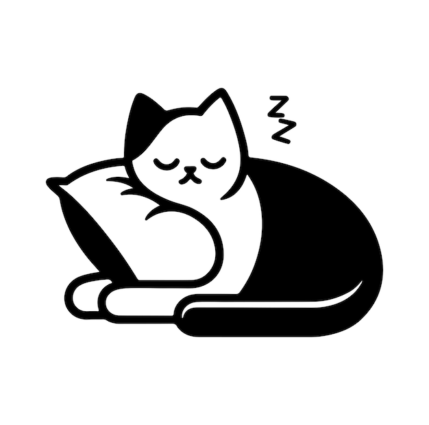 ベクトル a cat sleeping with pillow pet silhouette vector