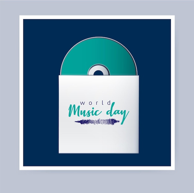 벡터 세계 음악의 날이라는 단어가 적힌 cd 케이스.