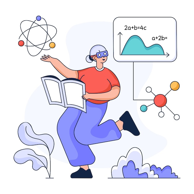 Вектор Плоская иллюстрация обучения виртуальной реальности на основе персонажей