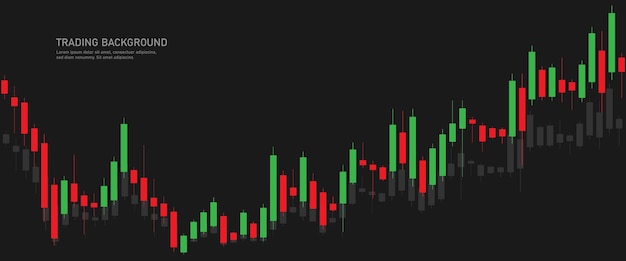 ベクトル 黒い背景の株式市場の暗号キャンドルスタックのチャート