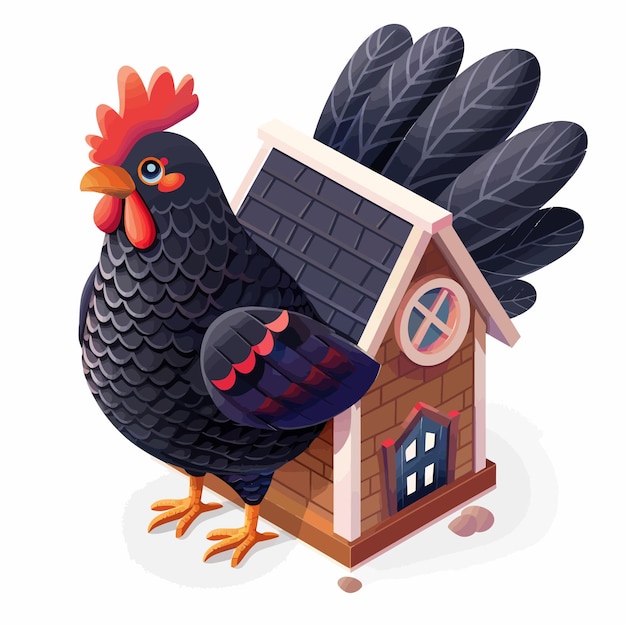Куриный домик с куриным загоном, на стороне которого написано