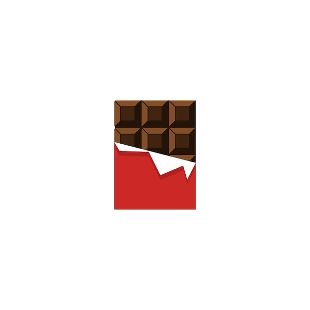 Вектор Плитка шоколада с красной коробкой, на которой написано «шоколад».