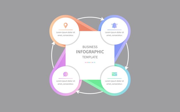 ステップと循環システムのテンプレートを示すビジネス インフォグラフィックの円形パターン