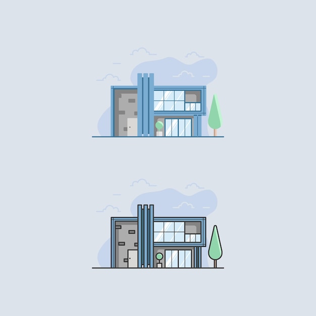 Вектор Четко дневной дом плоский минималистский векторная иллюстрация