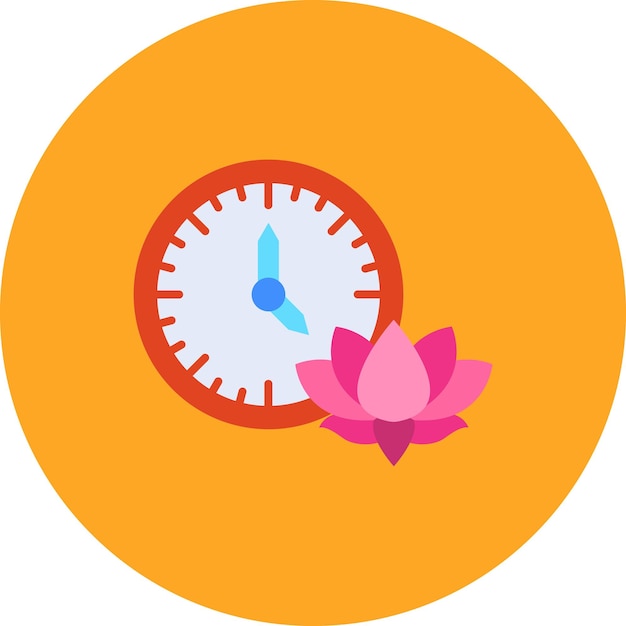 Vector a clock with a flower and a clock on it